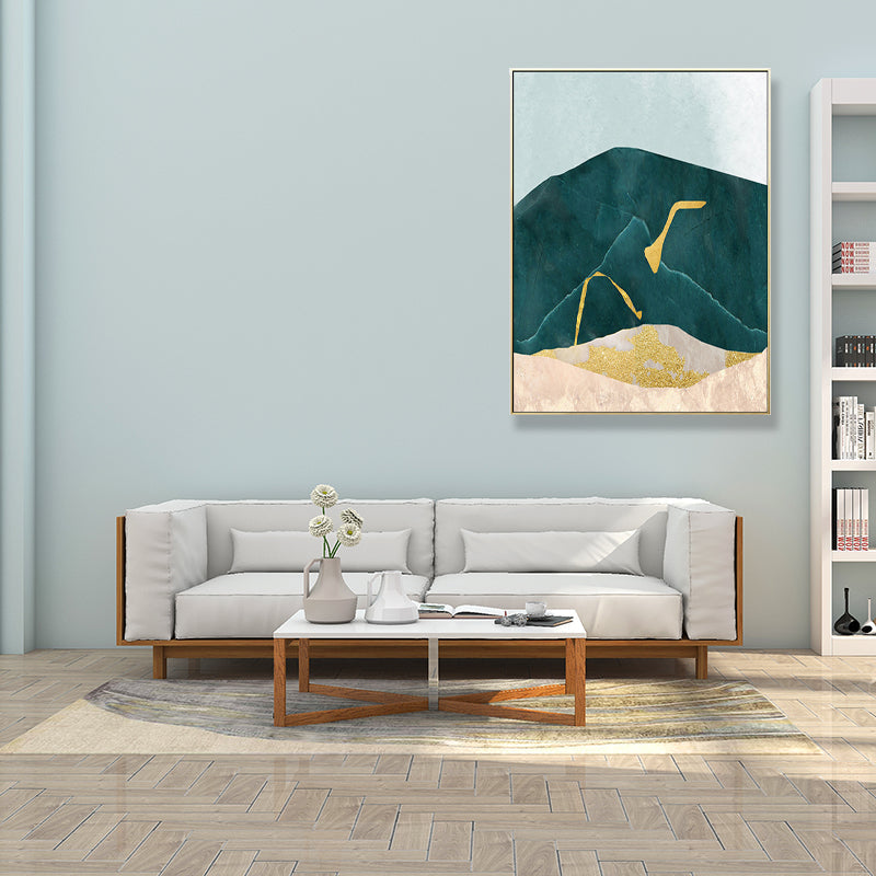 Vivolux | Nordic Abstract Mountain Print Leinwand Aqua Texturiertes Wandkunst für Wohnzimmer