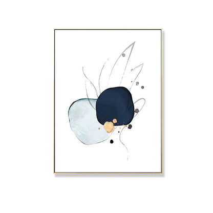 Vivolux | Nordic Watercolor Stones Zeichencanvas Blau und Weiß Abstrakte Wandkunst für Raum