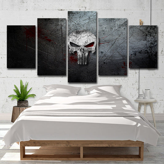 Vivolux | Digitale Druck Skull Leinwand Zeitgenössische Mehrteiliges Jungen Schlafzimmer Wandkunst in Grau