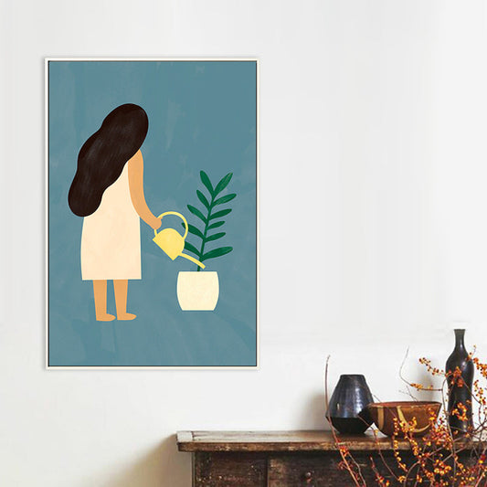 Vivolux | Skandinavische Maiden Leinwand für Esszimmer Illustration Wandkunst, mehrere Größen