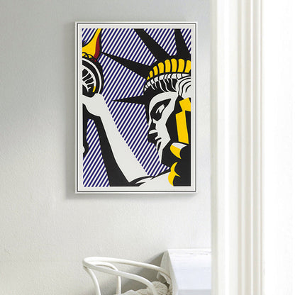 Vivolux | Lila Freiheitsstatue Wanddekoration Texturiert Weltkultur Stil Mädchen Schlafzimmer Leinwand