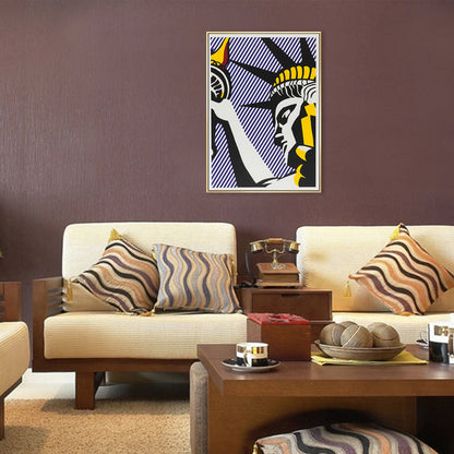 Vivolux | Lila Freiheitsstatue Wanddekoration Texturiert Weltkultur Stil Mädchen Schlafzimmer Leinwand