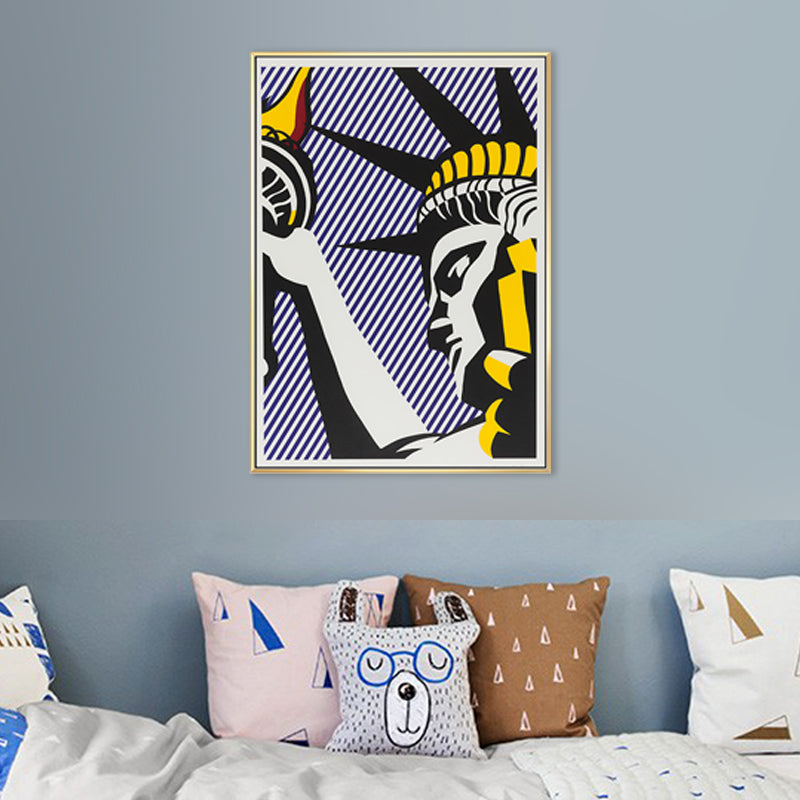 Vivolux | Lila Freiheitsstatue Wanddekoration Texturiert Weltkultur Stil Mädchen Schlafzimmer Leinwand