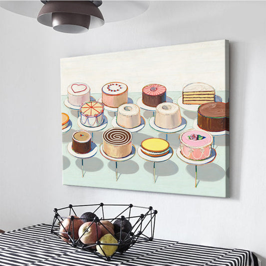 Vivolux | Traditionelle Verschiedene Kuchen Muster Leinwand Braun Schlafzimmer Wandkunst, Mehrere Größenoptionen
