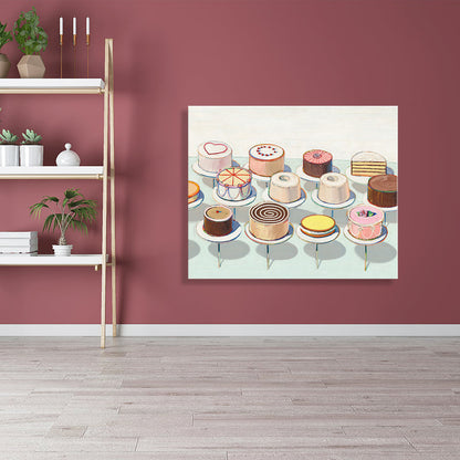 Vivolux | Traditionelle Verschiedene Kuchen Muster Leinwand Braun Schlafzimmer Wandkunst, Mehrere Größenoptionen