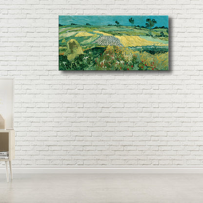 Vivolux | Pastellfarbiges Farmfield View Canvas Texturiertes Wandkunst für Gästezimmer, mehrere Größen