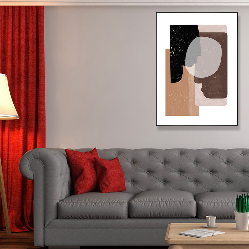 Vivolux | Abstrakte Leinwandkunst Nordische Ästhetik Geometrische Wanddekoration in Braun-Grau für Zuhause