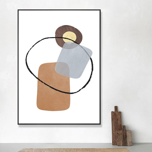 Vivolux | Abstrakte Leinwandkunst Nordische Ästhetik Geometrische Wanddekoration in Braun-Grau für Zuhause