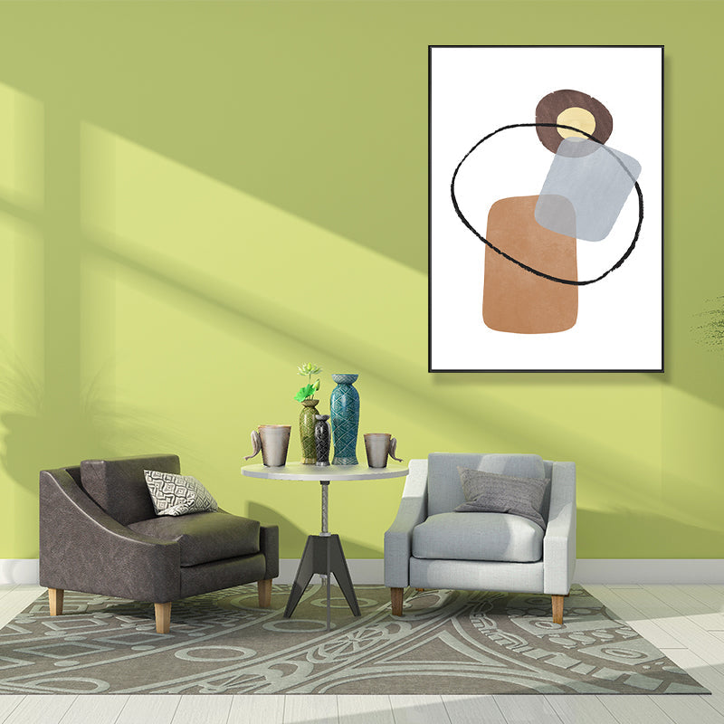 Vivolux | Abstrakte Leinwandkunst Nordische Ästhetik Geometrische Wanddekoration in Braun-Grau für Zuhause