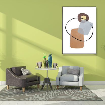 Vivolux | Abstrakte Leinwandkunst Nordische Ästhetik Geometrische Wanddekoration in Braun-Grau für Zuhause