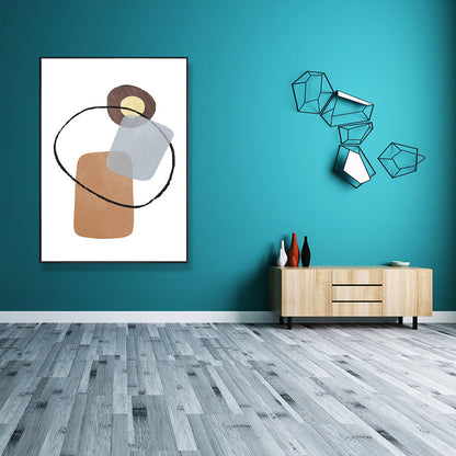 Vivolux | Abstrakte Leinwandkunst Nordische Ästhetik Geometrische Wanddekoration in Braun-Grau für Zuhause