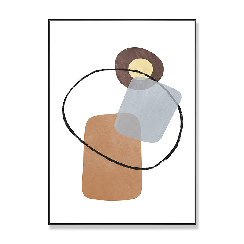 Vivolux | Abstrakte Leinwandkunst Nordische Ästhetik Geometrische Wanddekoration in Braun-Grau für Zuhause