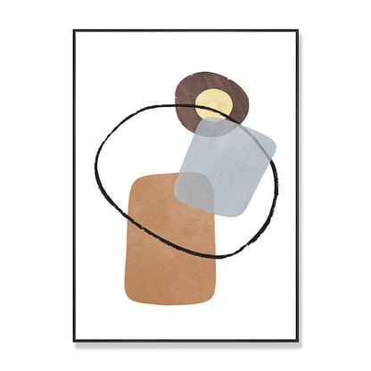 Vivolux | Abstrakte Leinwandkunst Nordische Ästhetik Geometrische Wanddekoration in Braun-Grau für Zuhause