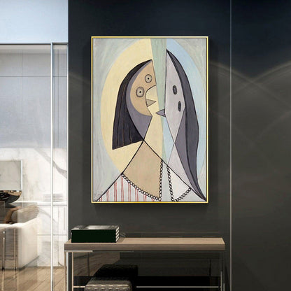 Vivolux | Kubismus Pablo Picasso Wandkunst Druck Buntes Mädchen Zeichnung Leinwand für Wohnzimmer