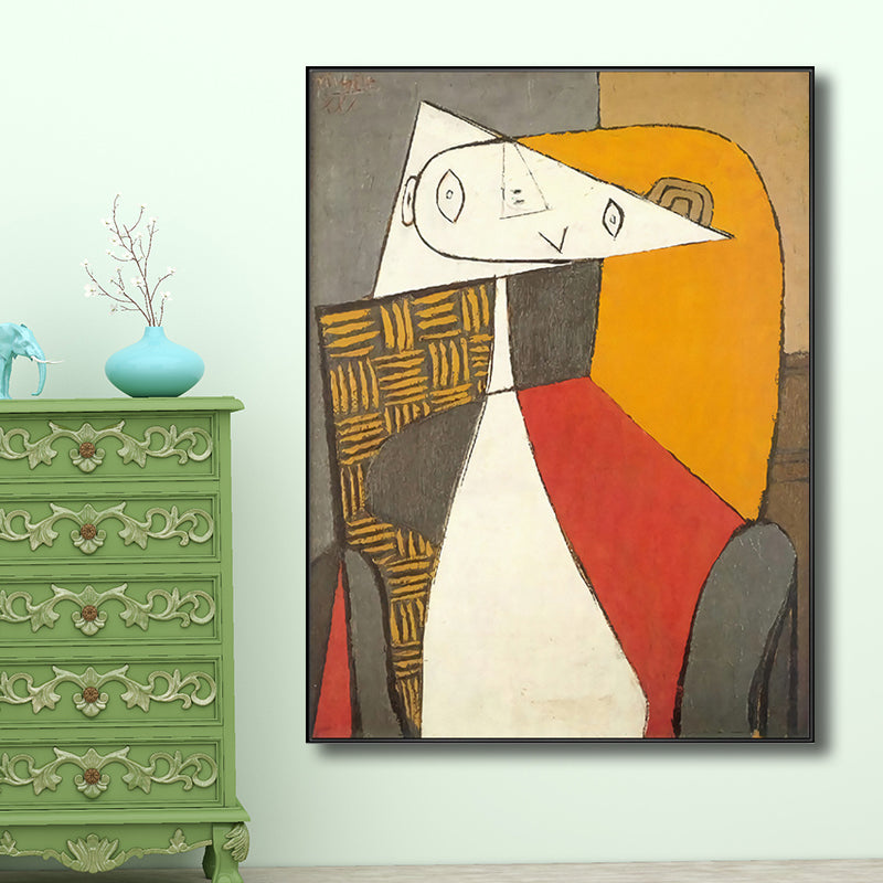 Vivolux | Kubismus Pablo Picasso Wandkunst Druck Buntes Mädchen Zeichnung Leinwand für Wohnzimmer