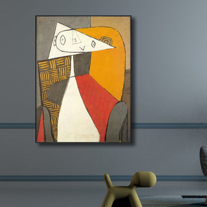 Vivolux | Kubismus Pablo Picasso Wandkunst Druck Buntes Mädchen Zeichnung Leinwand für Wohnzimmer