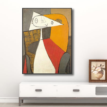 Vivolux | Kubismus Pablo Picasso Wandkunst Druck Buntes Mädchen Zeichnung Leinwand für Wohnzimmer