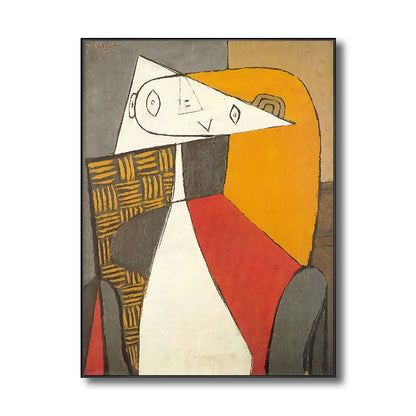 Vivolux | Kubismus Pablo Picasso Wandkunst Druck Buntes Mädchen Zeichnung Leinwand für Wohnzimmer