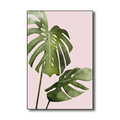 Vivolux | Nordic Style Botanisches Blattmalerei Leinwand Texturiertes Grünes Wandkunst für Gästezimmer