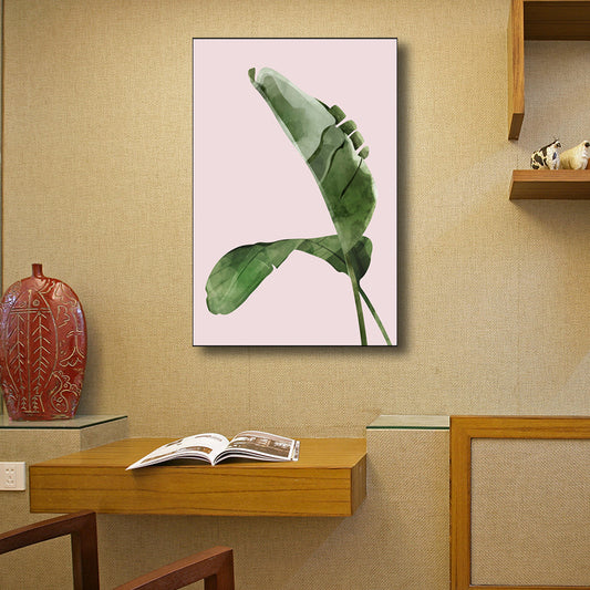 Vivolux | Nordic Style Botanisches Blattmalerei Leinwand Texturiertes Grünes Wandkunst für Gästezimmer