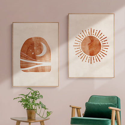 Vivolux | Skandinavischer Stil Teenager Wanddekoration Magische kosmische Phänomene in orange gemalt