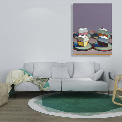 Vivolux | Traditioneller Stil Früchtekuchen Gemälde in lila strukturiertem Leinwand für Esszimmer