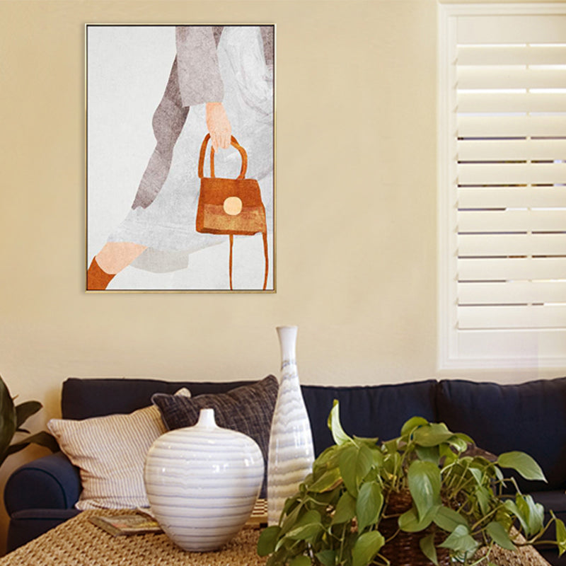 Vivolux | Modischer Dienstmädchen Kunst Skandinavischer Stil Leinwand Texturiertes Wanddruck in Heller Farbe