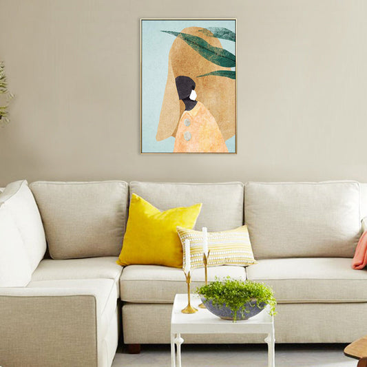 Vivolux | Modischer Dienstmädchen Kunst Skandinavischer Stil Leinwand Texturiertes Wanddruck in Heller Farbe