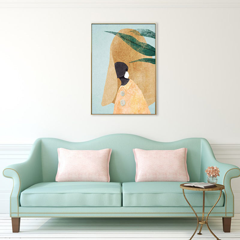 Vivolux | Modischer Dienstmädchen Kunst Skandinavischer Stil Leinwand Texturiertes Wanddruck in Heller Farbe