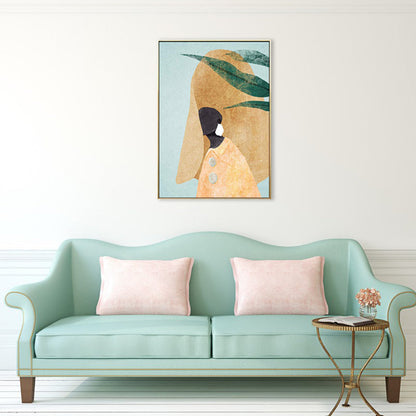 Vivolux | Modischer Dienstmädchen Kunst Skandinavischer Stil Leinwand Texturiertes Wanddruck in Heller Farbe