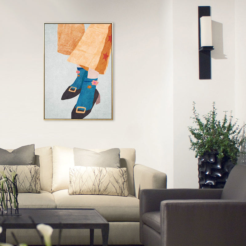 Vivolux | Modischer Dienstmädchen Kunst Skandinavischer Stil Leinwand Texturiertes Wanddruck in Heller Farbe