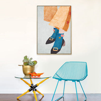 Vivolux | Modischer Dienstmädchen Kunst Skandinavischer Stil Leinwand Texturiertes Wanddruck in Heller Farbe