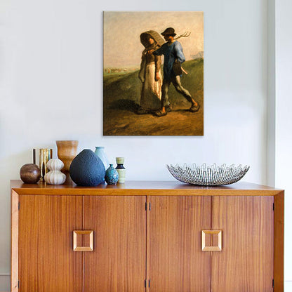 Vivolux | Braunes Vintage-Canvas-Paar im Feld Kunstdruck für das Arbeitszimmer, mehrere Größenoptionen