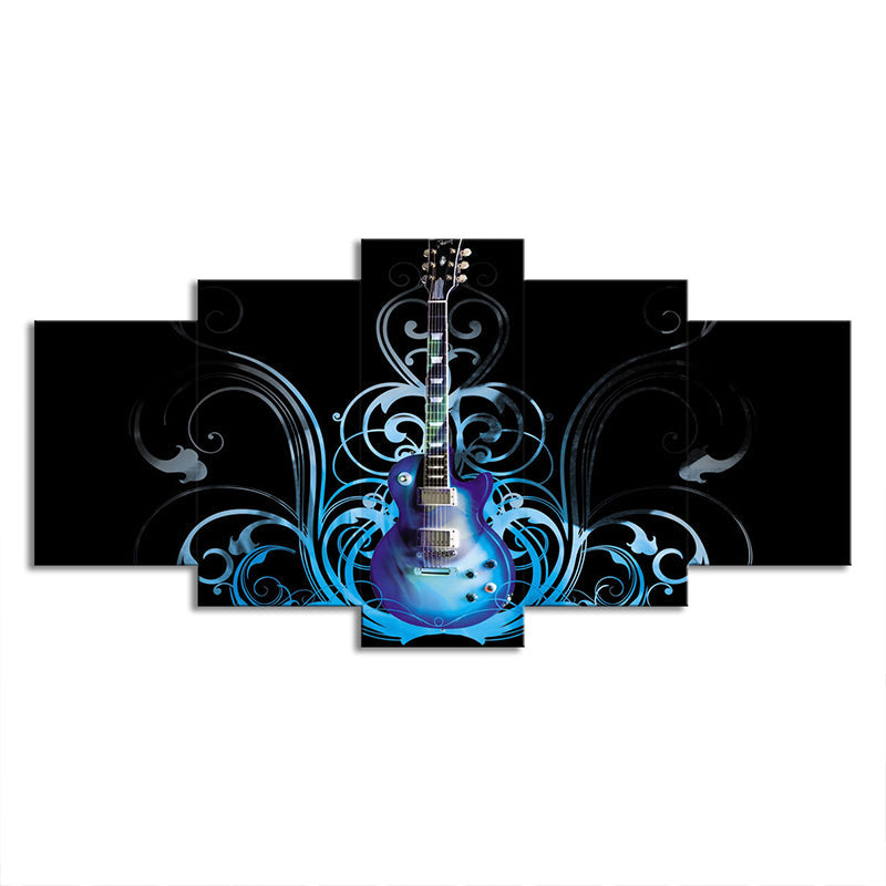 Vivolux | Gitarre Leinwand Kunst Wohnzimmer Musikalische Wanddekoration in Blau-Schwarz, Mehrteilig