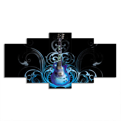 Vivolux | Gitarre Leinwand Kunst Wohnzimmer Musikalische Wanddekoration in Blau-Schwarz, Mehrteilig