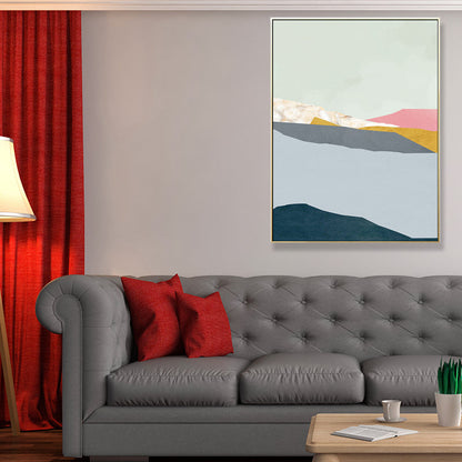 Vivolux | Pastel Nordic Style Wandkunst Illustration Bergfluss Landschaft Leinwanddruck für Raum