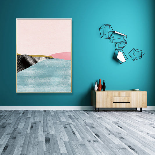 Vivolux | Pastel Nordic Style Wandkunst Illustration Bergfluss Landschaft Leinwanddruck für Raum