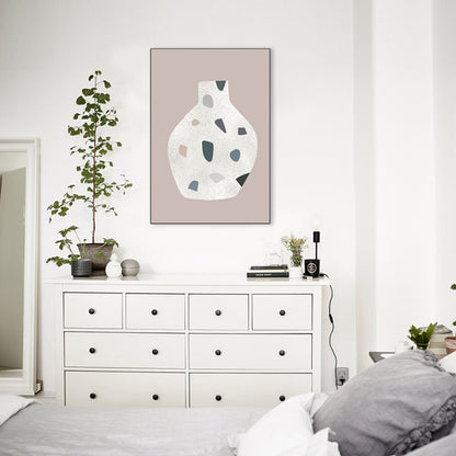 Vivolux | Pink Spots Jar Malerei Skandinavischer Stil Texturierte Wandkunst Dekor für Mädchenzimmer