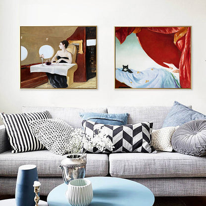 Vivolux | Retro Interessen und Hobbys Malerei Leinwand Texturiert Dunkle Farbe Wandkunst für das Wohnzimmer
