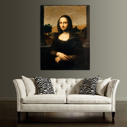Vivolux | Rustikale Mona Lisa Portrait Leinwand Brauner Texturierter Kunstdruck für das Wohnzimmer, Verschiedene Größen