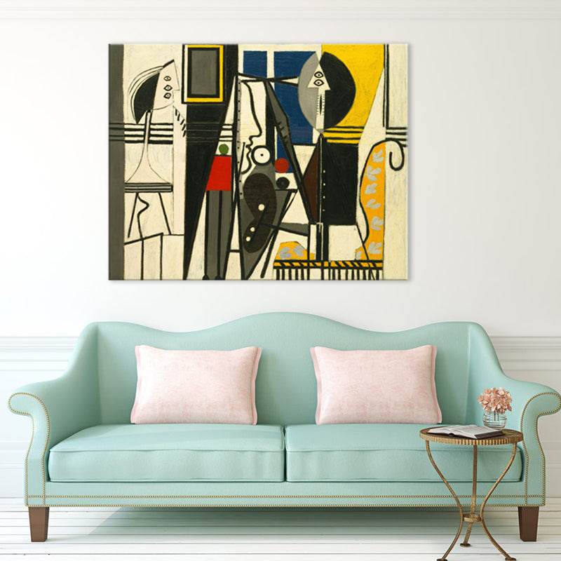 Vivolux | Abstrakte Unterhaltung Leinwand Kunst Traditionelle Texturierte Wanddekoration in Gelb für das Wohnzimmer