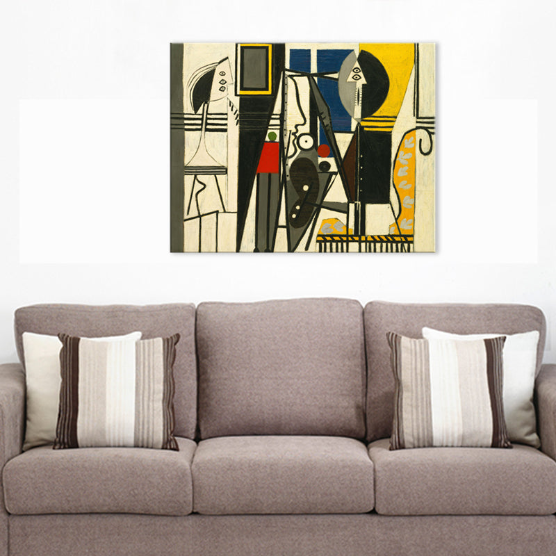 Vivolux | Abstrakte Unterhaltung Leinwand Kunst Traditionelle Texturierte Wanddekoration in Gelb für das Wohnzimmer