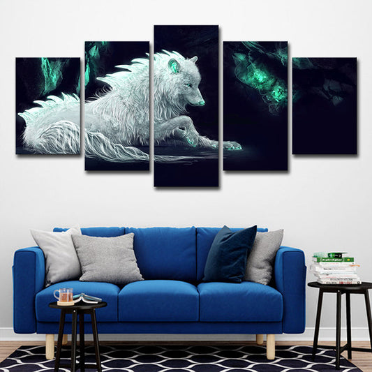 Vivolux | Witte Wolf Wandkunst Meerdere Stukken Hedendaagse Huishoudinterieur Canvasprint