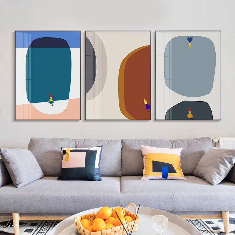 Vivolux | Abstrakte Wandkunst Nordisch Kindliche Fensterzeichnung Leinwanddruck in Pastellfarbe