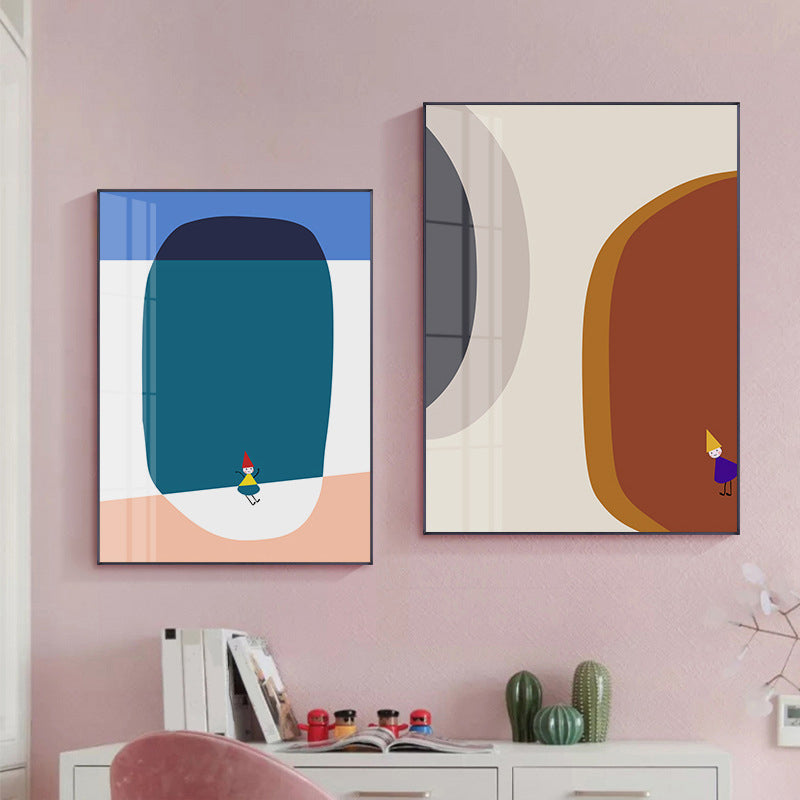 Vivolux | Abstrakte Wandkunst Nordisch Kindliche Fensterzeichnung Leinwanddruck in Pastellfarbe