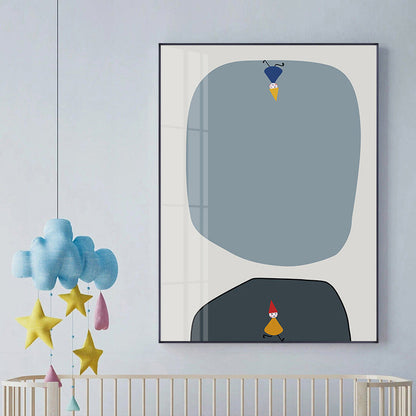 Vivolux | Abstrakte Wandkunst Nordisch Kindliche Fensterzeichnung Leinwanddruck in Pastellfarbe