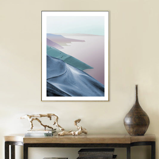 Vivolux | Berg- und Flusslandschaft Leinwand Moderne Texturierte Wandkunst Drucken in Heller Farbe für Zuhause