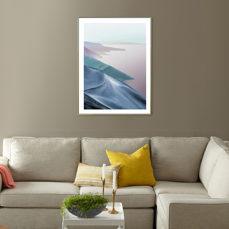 Vivolux | Berg- und Flusslandschaft Leinwand Moderne Texturierte Wandkunst Drucken in Heller Farbe für Zuhause