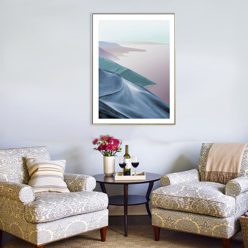 Vivolux | Berg- und Flusslandschaft Leinwand Moderne Texturierte Wandkunst Drucken in Heller Farbe für Zuhause