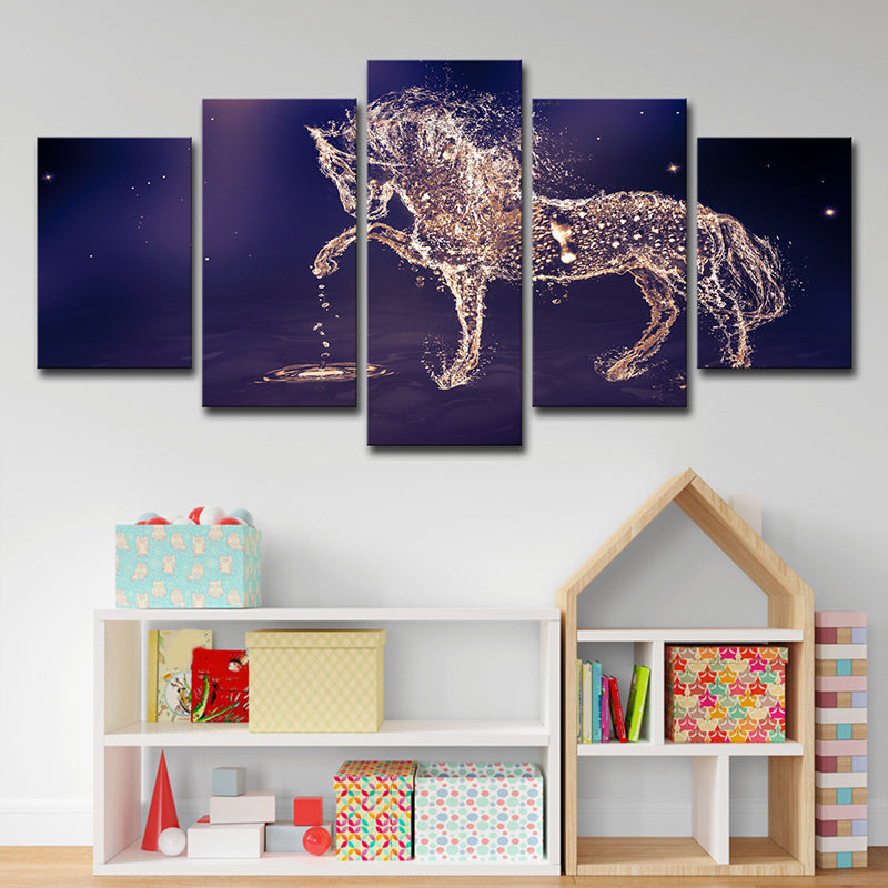 Vivolux | Constellaties Paard Muurkunst Decor Modernisme Meerzijdige Canvas Print in Paars
